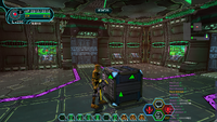 Go back to the beginning of Mine 1 via the Pioneer 2 teleporter, head North West and enter a newly opened room with a friendly box inside.